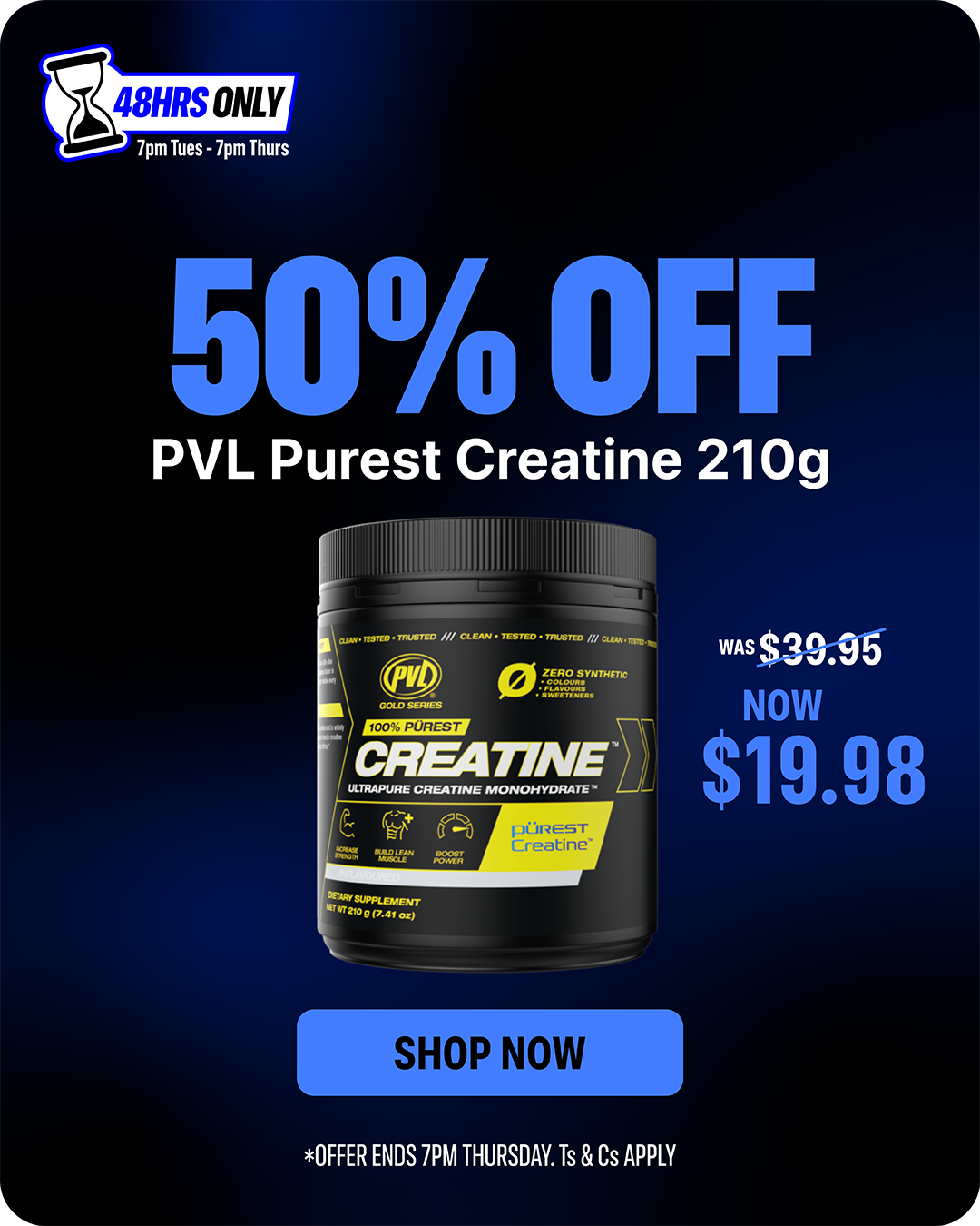 PVL Purest Creatine 210g deal