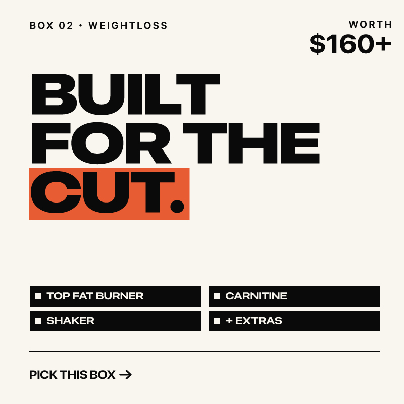 Box 02 Weight Loss — worth $160+. Top fat burner, carnitine, shaker, plus extras.