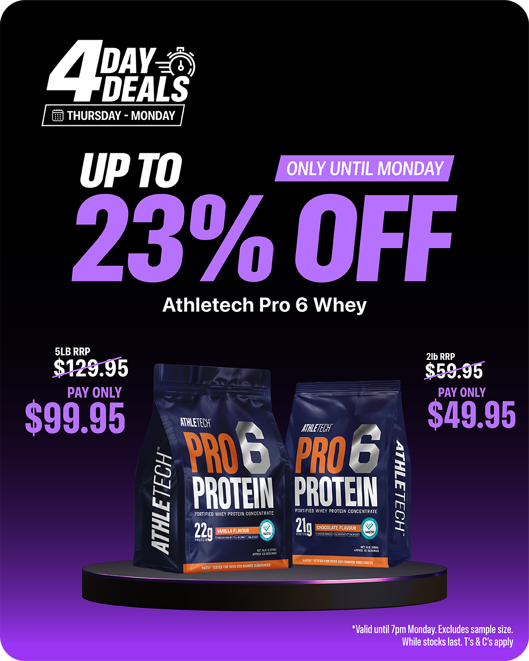 Athletech Pro 6 Whey — up to 23% off, 4 Day Deals, ends Monday 20 July