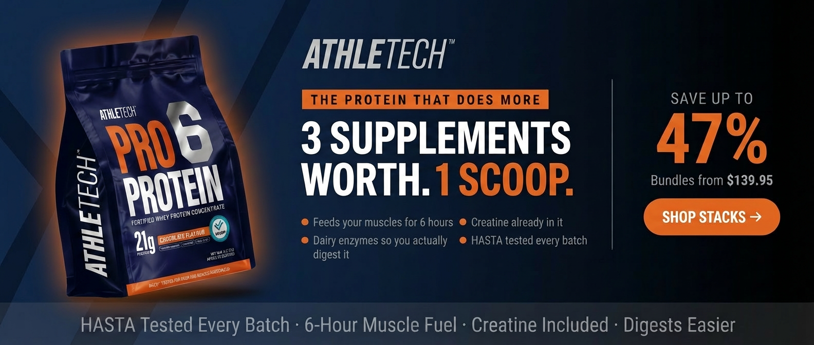 Athletech Pro6 — 3 supplements worth, 1 scoop. Save up to 47% on stacks