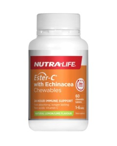Nutra-Life Ester-C 500mg + Echinacea Chewable 60 Tablets - 06/23 Dated