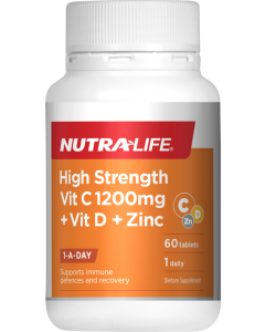 Nutra-Life Vitamin C 1200mg + Vitamin D + Zinc 60 Tablets