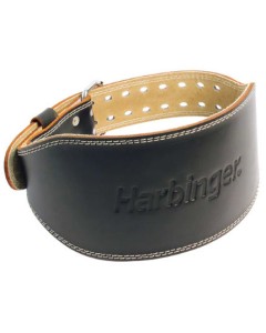 Harbinger 6 Inch Padded Leather Lifting Belt Black