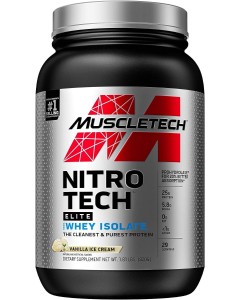 Muscletech 100% Nitro-tech Whey Isolate Elite 1.8lb - Vanilla 08/23 Dated