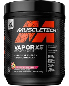 Muscletech Vapor X5 Pre-Workout 30 Serves - Miami Spring Break 09/24 Dated