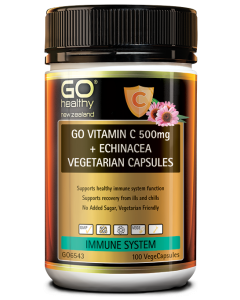 Go Healthy Vitamin C 500mg + Echinacea 100 Vege Capsules