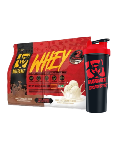 Mutant Whey Dual Chamber Bag 4lb + Shaker Solo