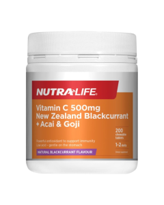 Nutra-Life Vitamin C 500mg NZ Blackcurrant + Acai And Goji