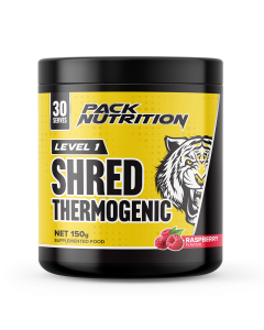 Pack Nutrition Level 1 Shred Thermogenic Powder 30 Serve - Raspberry 07/23 Dated