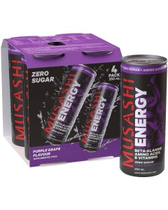 Musashi Energy Drink 250ml (4 Pack)