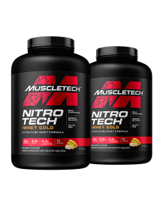 Muscletech Nitro-Tech 100% Whey Gold 5lb - Banana Twin Pack 08/24 Dated