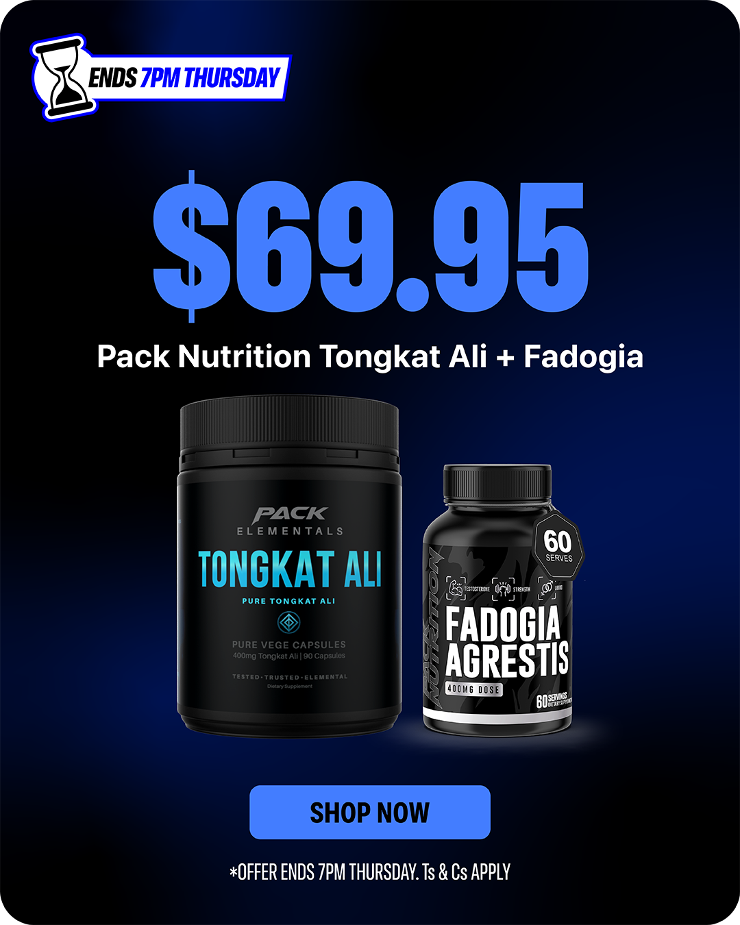 Pack Elementals Tongkat Ali + Fadogia Agrestis — both for $69.95, ends 4PM Friday