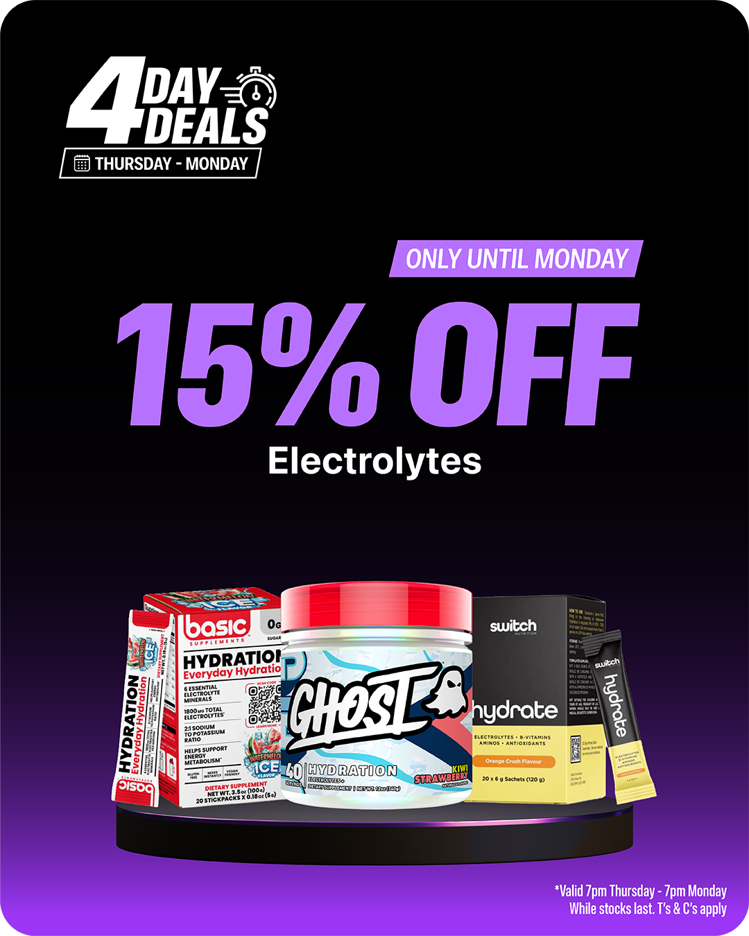 Hydration — 15% off, 4 Day Deals, ends Monday 20 July