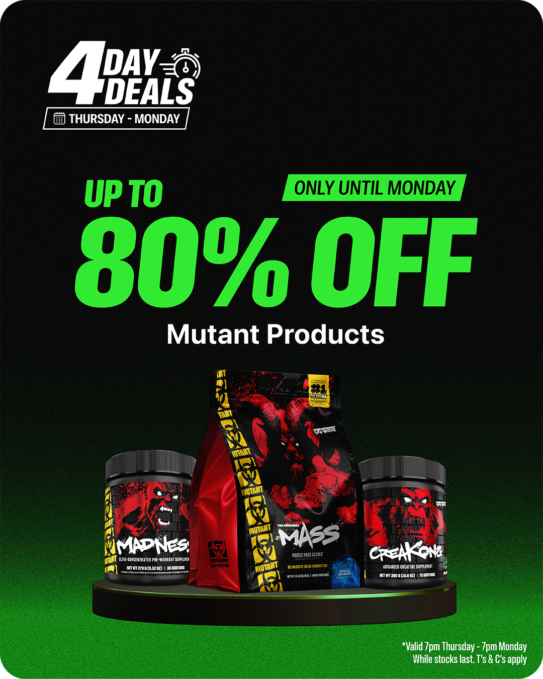 Mutant Products — up to 80% off, 4 Day Deals, only until Monday