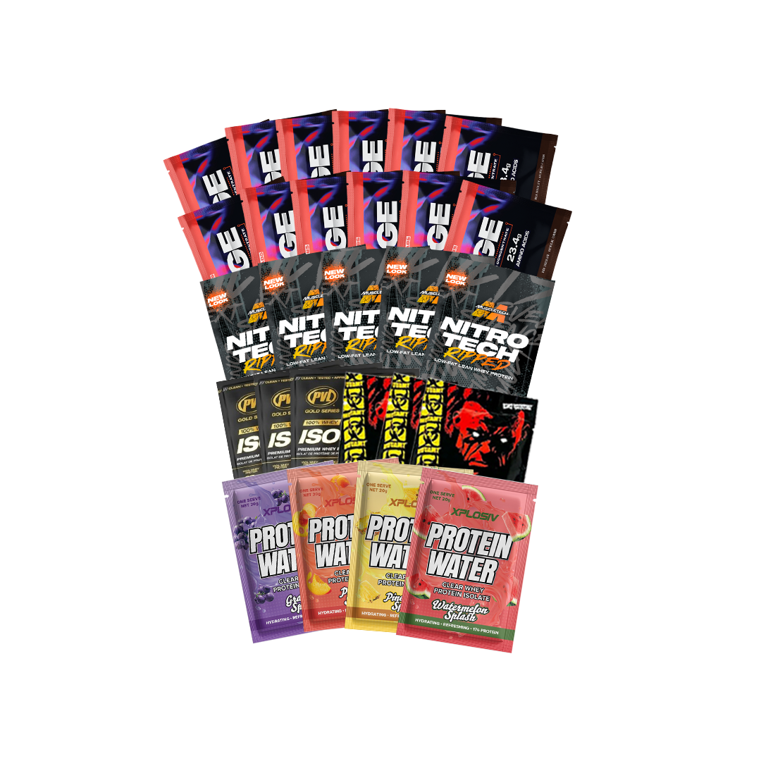 Protein Sample Pack, 27 single-serve sachets, mixed brands and flavours