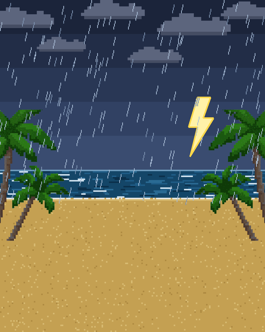 A stormy night on the beach