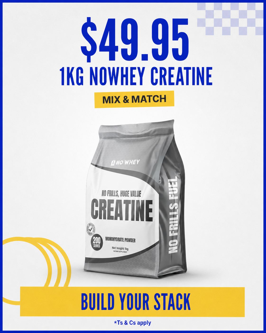 $49.95 NoWhey Creatine 1kg Mix and Match — build your stack