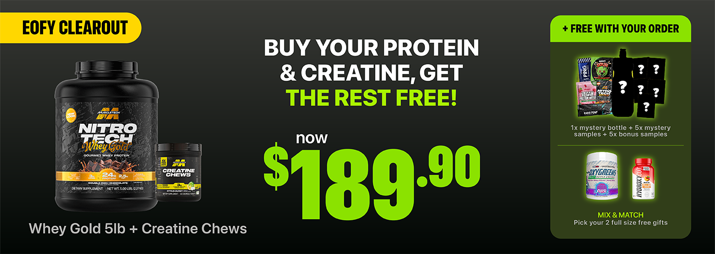 Muscletech Whey Gold + Creatine Chews Bundle — buy protein and creatine, get the rest free